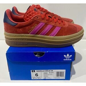 NEW Adidas Gazelle Bold Platform Red Lucid Fuchsia JH9665 Womens Size 6 Sneakers